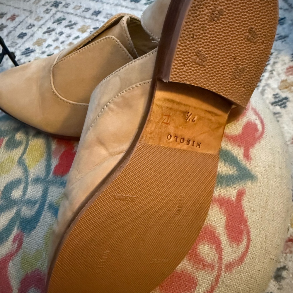 Sz 7.5 Nisolo Emma d'Orsay Oxford Tan Nude Slip On Flats Neutral Classic Preppy - Picture 6 of 9